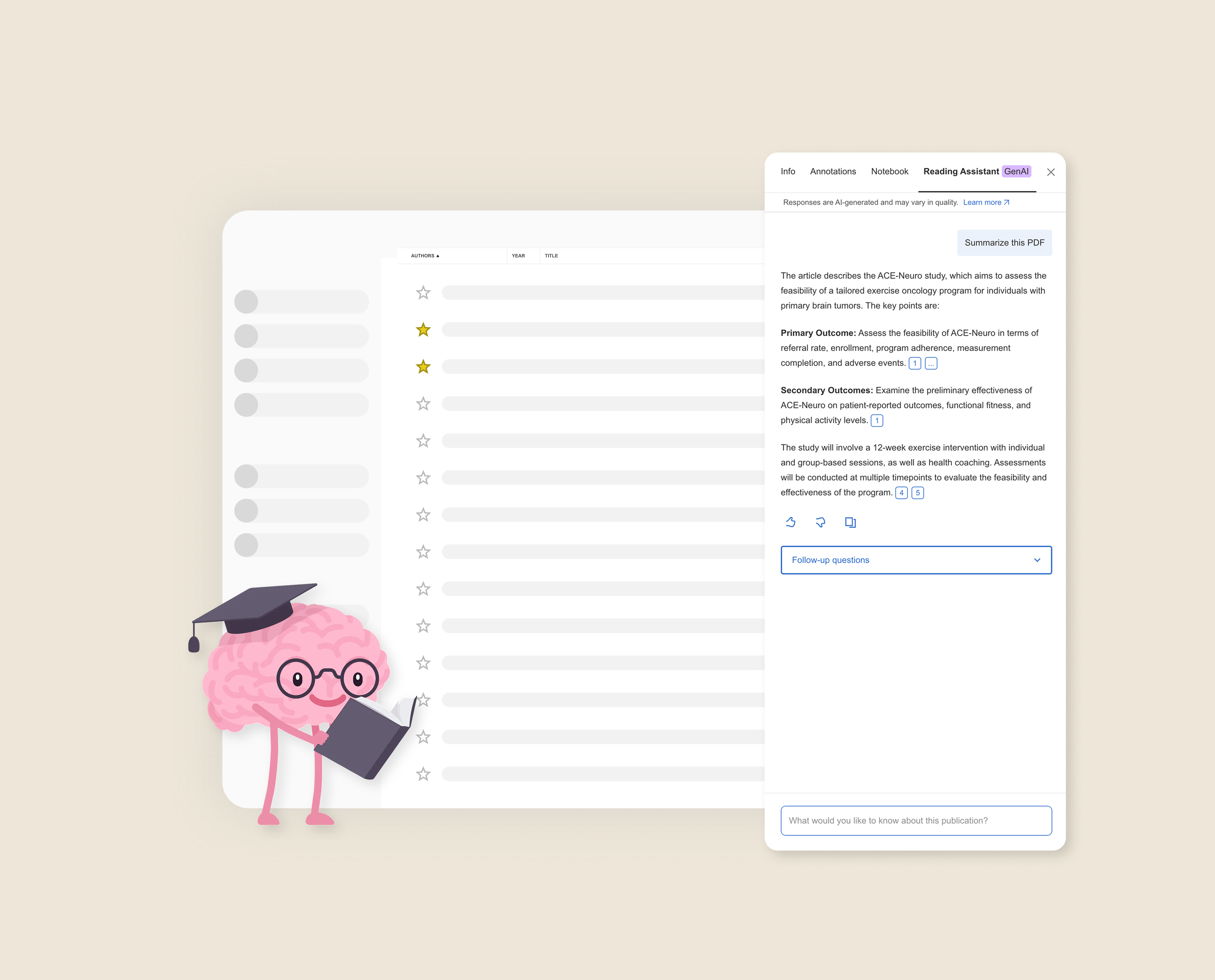 Researcher reviewing AI-assisted findings in Mendeley
