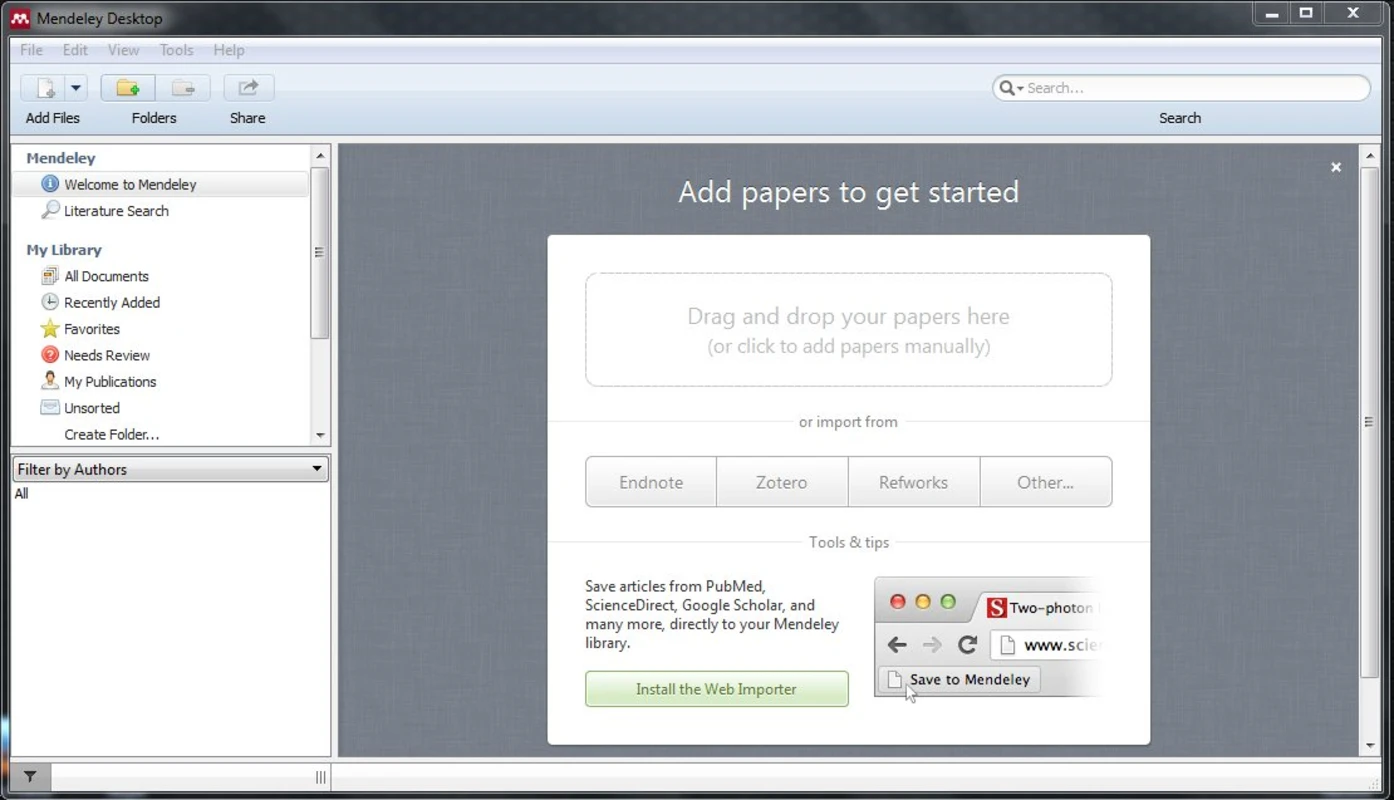 Mendeley PDF reader with highlights and notes